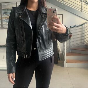 Barney’s Originals washed leather motorcycle jacket